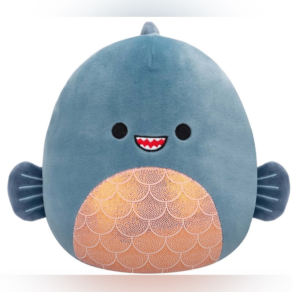 Squishmallows Kurtz Piranha Gray Teal